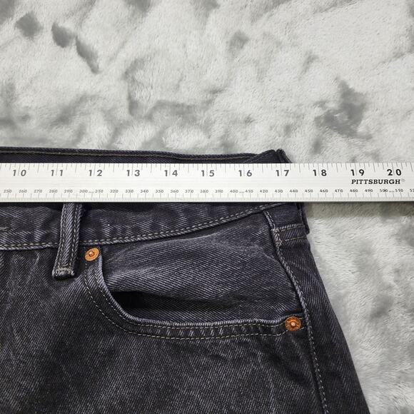 Vintage Levi's 501 Jeans Mens W35 L32 Faded Black Denim Button Fly Straight Leg - Picture 9 of 13